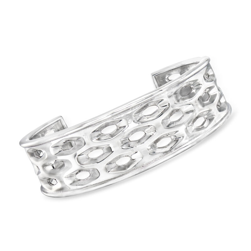 Zina Sterling Silver &quot;Mid-Century Modern&quot; Cut-Out Cuff Bracelet image number 0