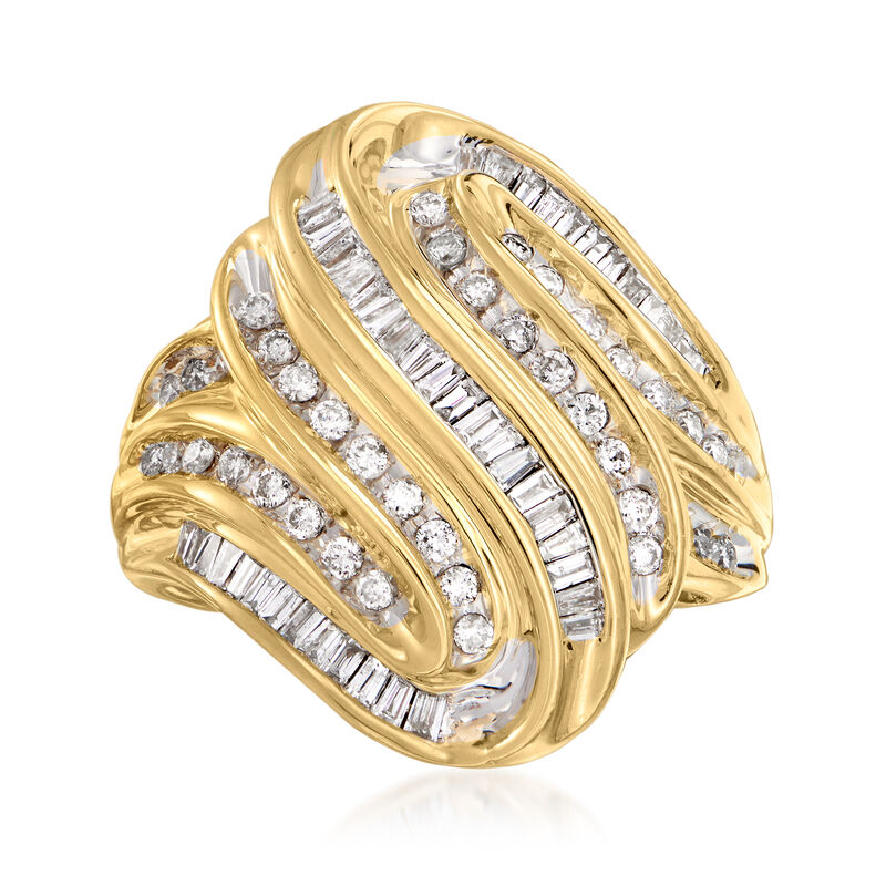 C. 1980 Vintage 1.00 ct. t.w. Diamond Swirl Ring in 14kt Yellow Gold image number 0