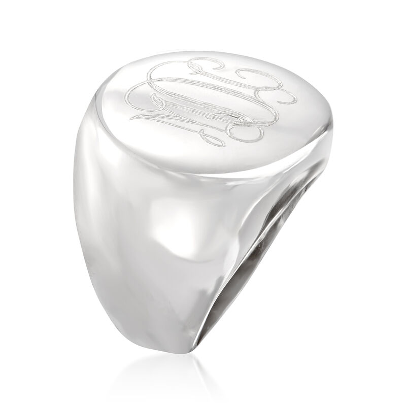Italian Sterling Silver Oval Monogram Ring image number 2