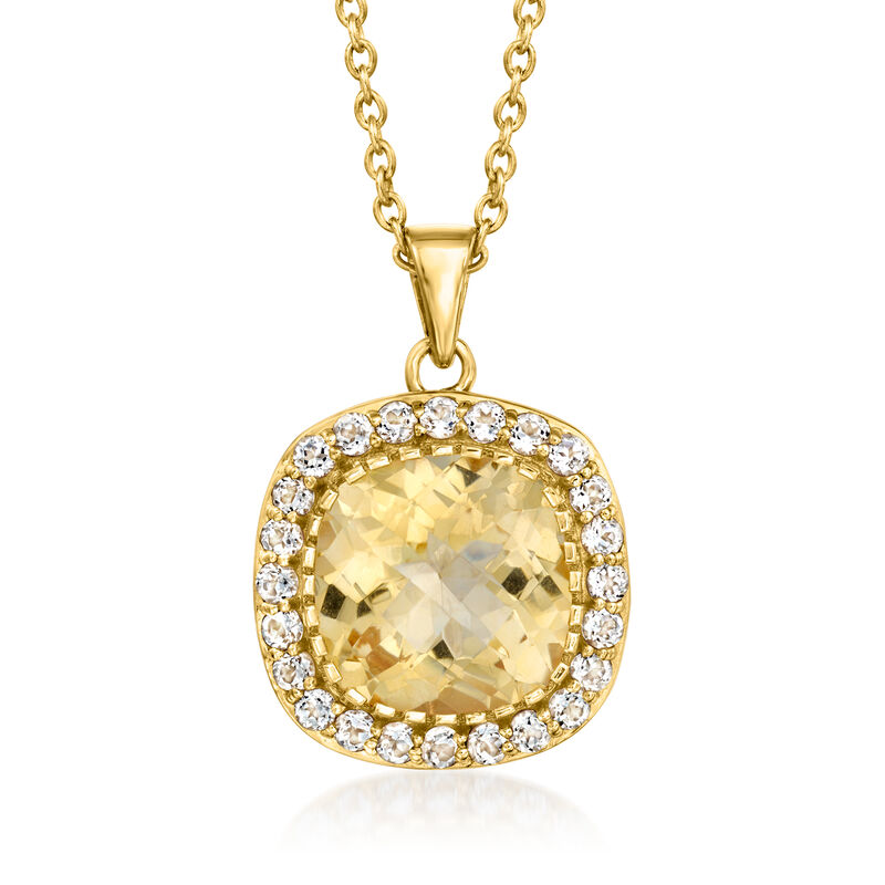 6.25 Carat Citrine and .90 ct. t.w. White Topaz Pendant Necklace in 18kt Gold Over Sterling. 18&quot; image number 1