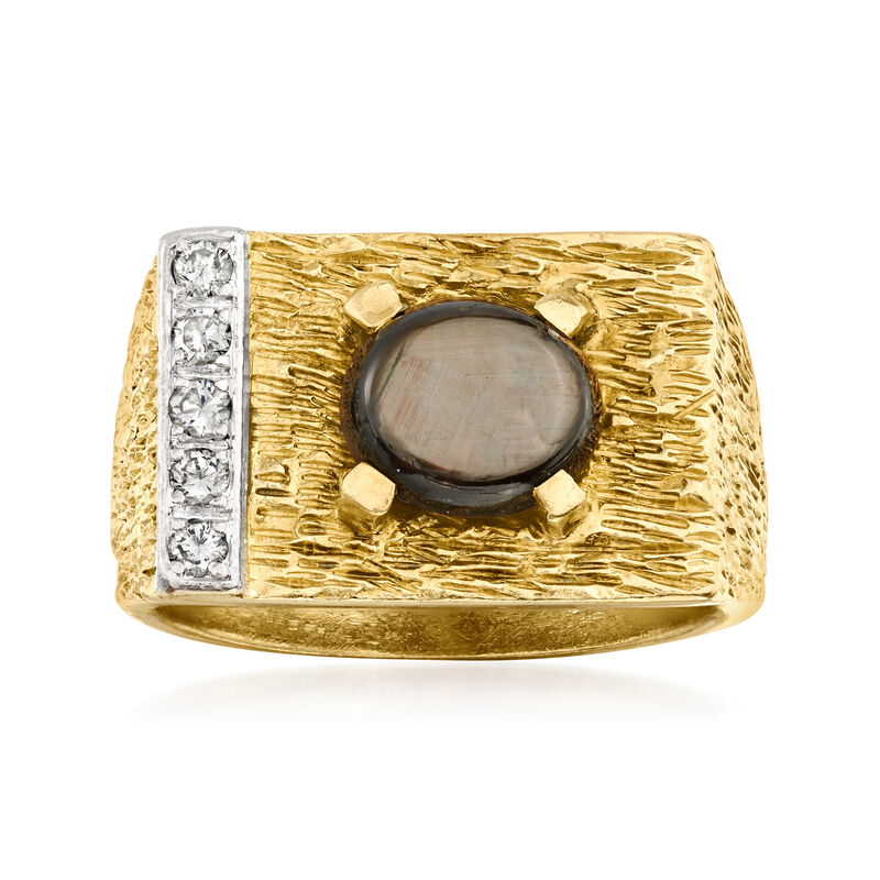 C. 1970 Vintage 2.50 Carat Brown Star Sapphire Ring with .20 ct. t.w. Diamonds in 14kt Yellow Gold. Size 10 image number 0