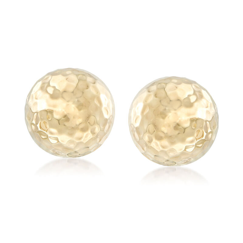 14kt Yellow Gold Hammered Dome Clip-On Earrings image number 0