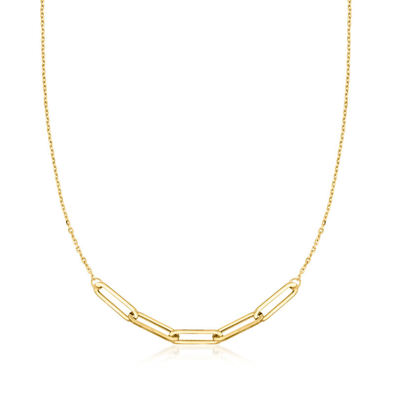 Italian 10kt Yellow Gold Central Paper Clip Link Station Necklace image number 0