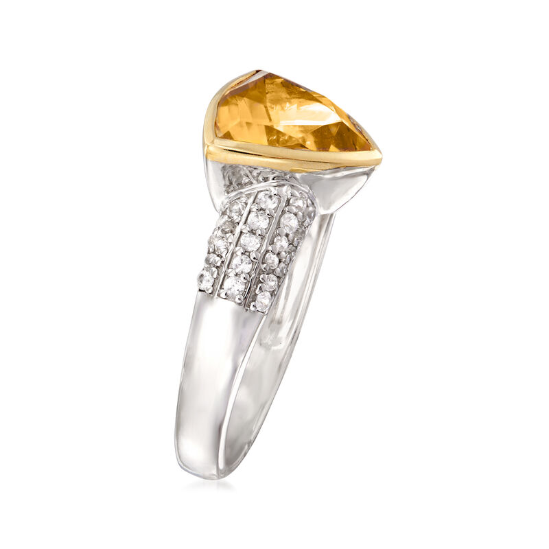 3.80 Carat Citrine and .40 ct. t.w. White Zircon Ring in Sterling Silver with 14kt Yellow Gold image number 2