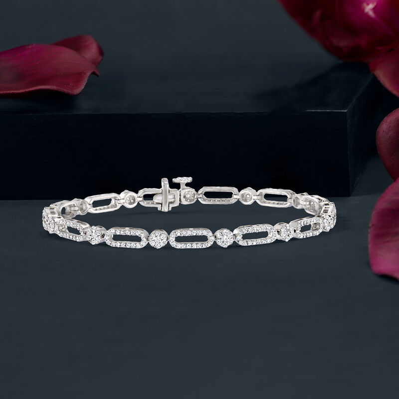 2.00 ct. t.w. Pave Diamond Link Bracelet in 14kt White Gold image number 2