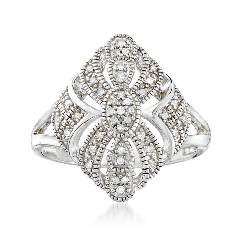 .13 ct. t.w. Diamond and Milgrain Openwork Ring in Sterling Silver image number 0