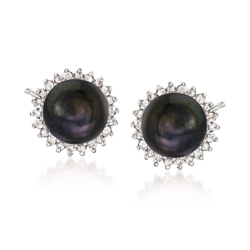 7-7.5mm Multicolored Cultured Pearl and .39 ct. t.w. Diamond Jewelry Set: Three Pairs of Earrings in Sterling Silver image number 2