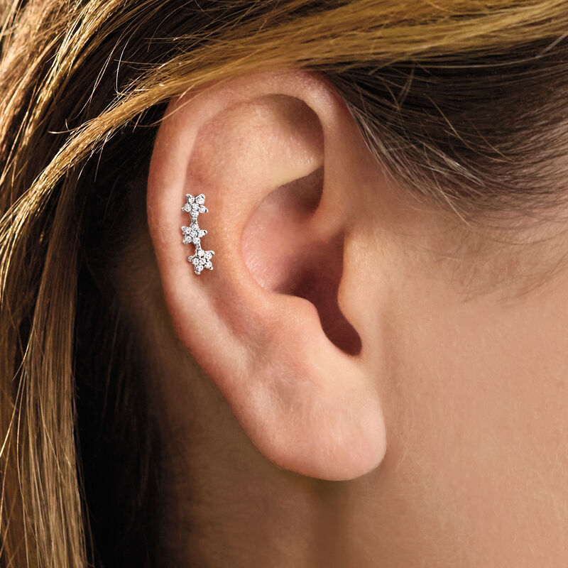 .10 ct. t.w. Diamond Three-Star Flat-Back Earrings in Sterling Silver  image number 4