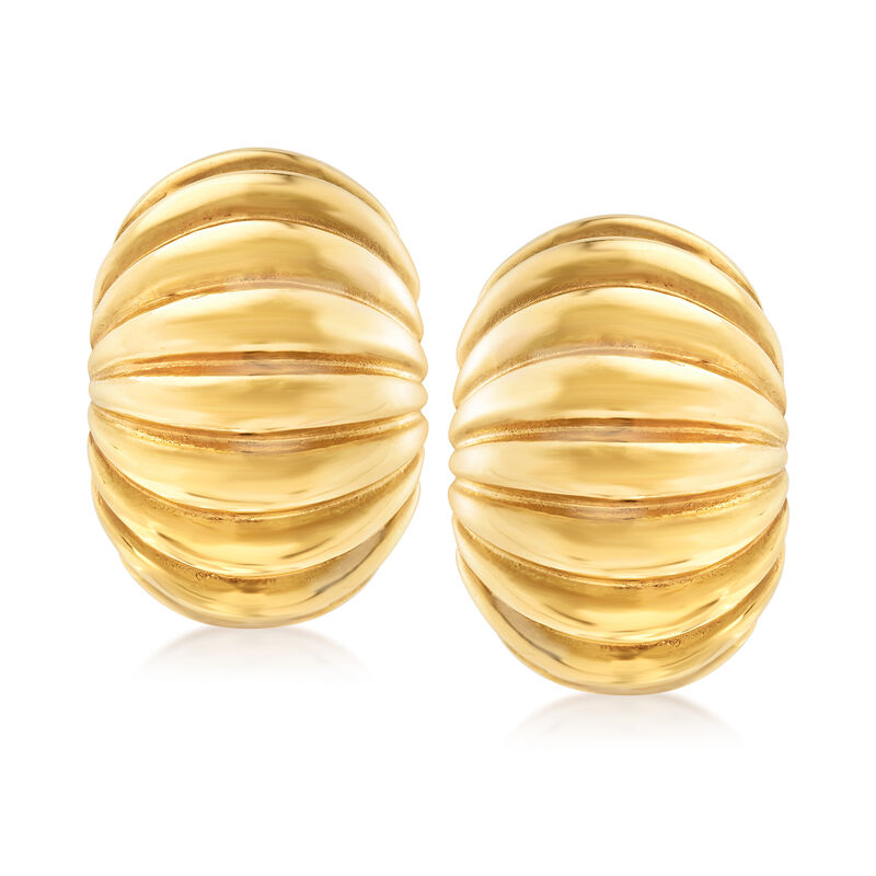 Italian 14kt Yellow Gold Ribbed Clip-On Earrings image number 0