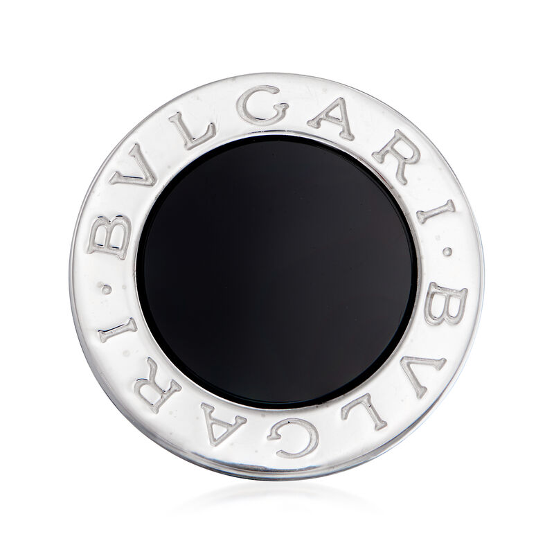 C. 1990 Vintage Bulgari Black Onyx Ring in 18kt White Gold image number 0