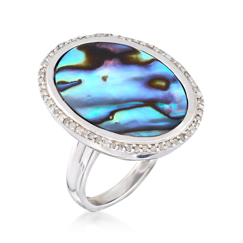 Abalone Shell and .29 ct. t.w. Diamond Ring in Sterling Silver image number 2