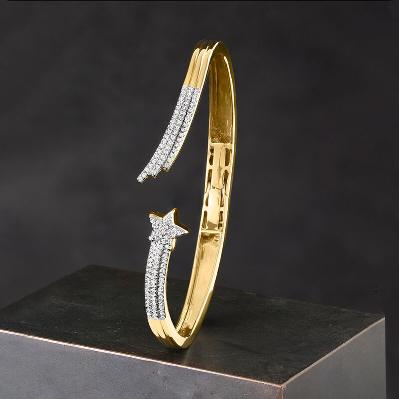 .50 ct. t.w. Diamond Star Bypass Bangle Bracelet in 18kt Gold Over Sterling image number 3