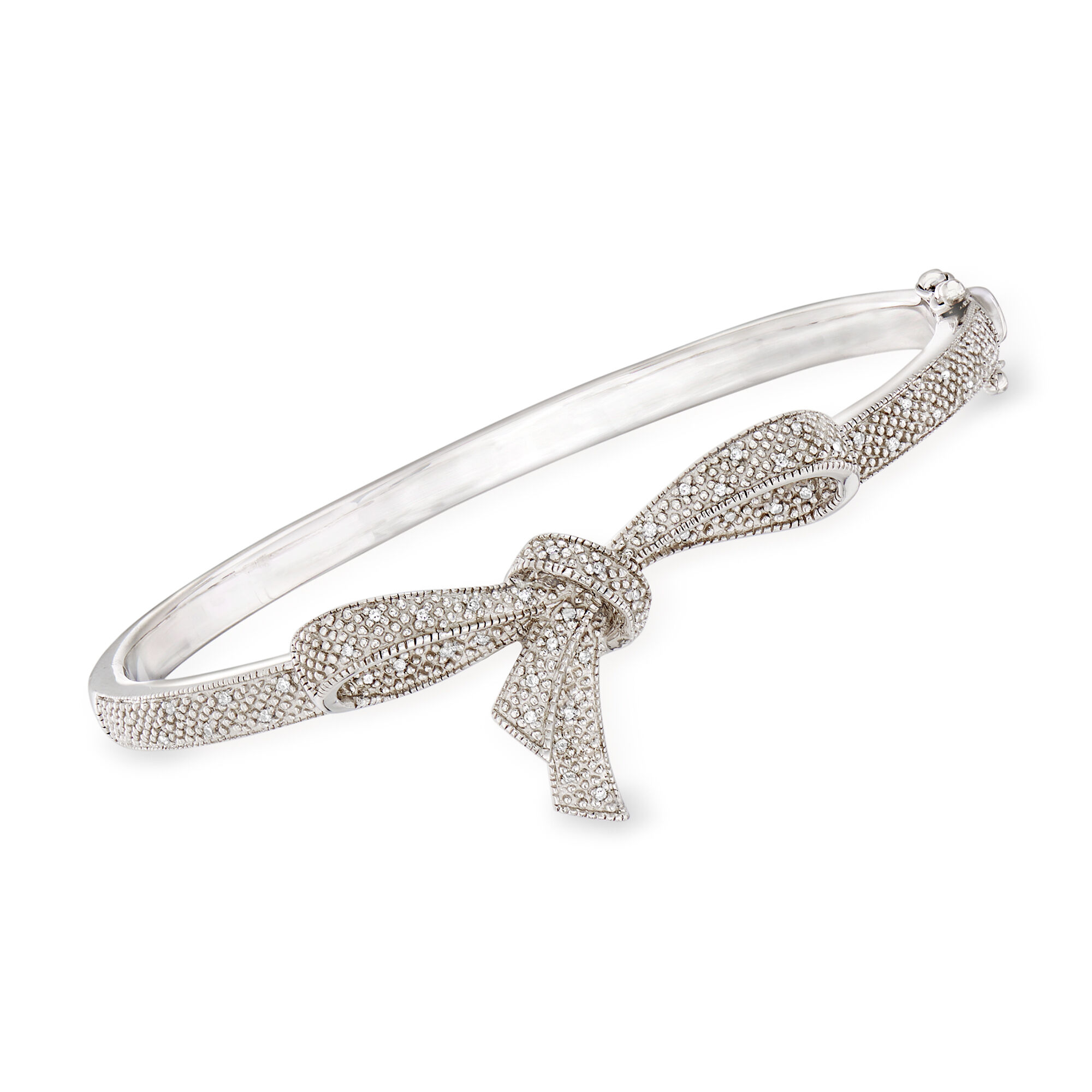 15 ct. t.w. Diamond Bow Bangle Bracelet in Sterling Silver | Ross