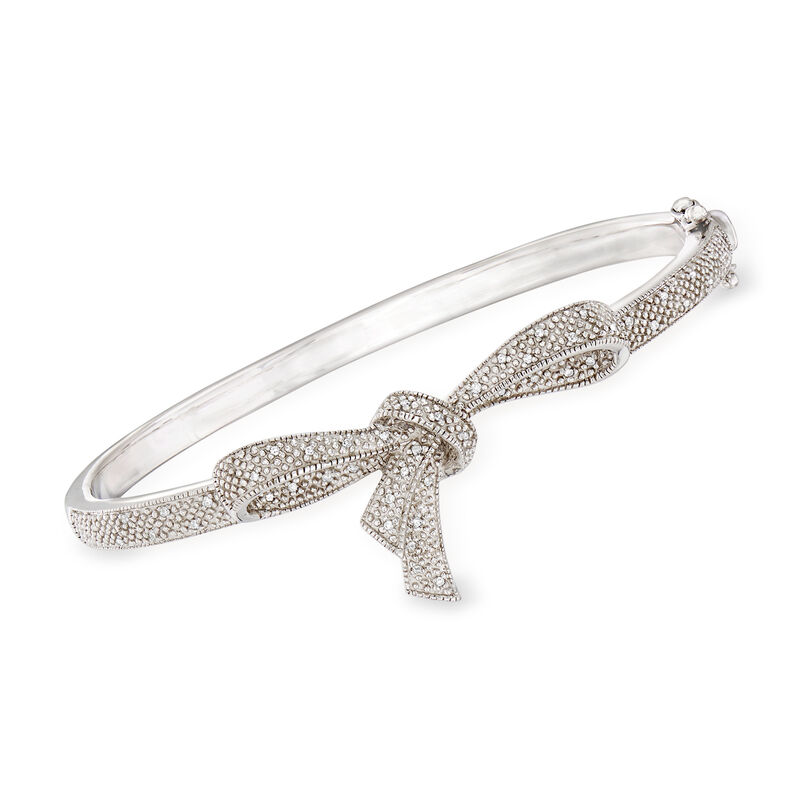 .15 ct. t.w. Diamond Bow Bangle Bracelet in Sterling Silver image number 0