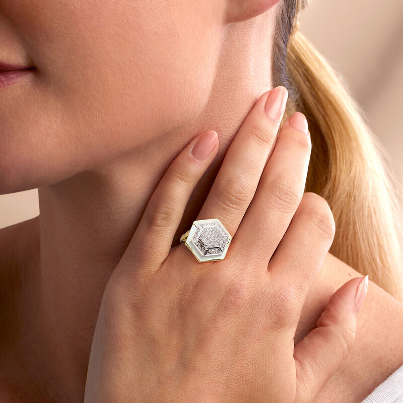 C. 1980 Vintage .50 ct. t.w. Diamond Geometric Ring in 18kt Yellow Gold. Size 7 image number 1