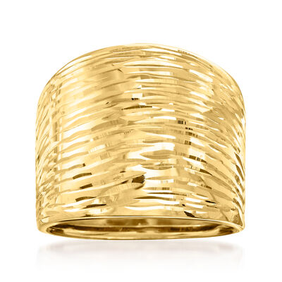 Italian 14kt Yellow Gold Diamond-Cut Dome Ring