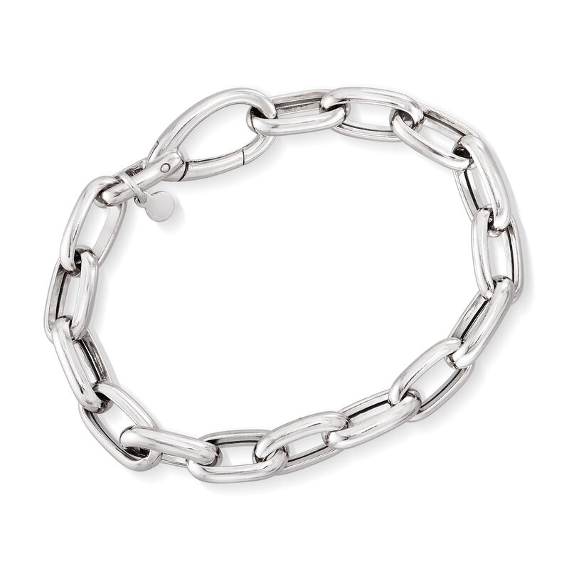 Italian Sterling Silver Paper Clip Link Bracelet image number 2