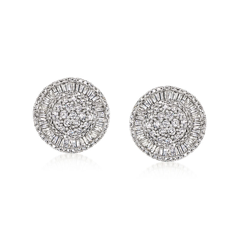 C. 1990 Vintage 3.00 ct. t.w. Diamond Cluster Earrings in 10kt White Gold image number 0