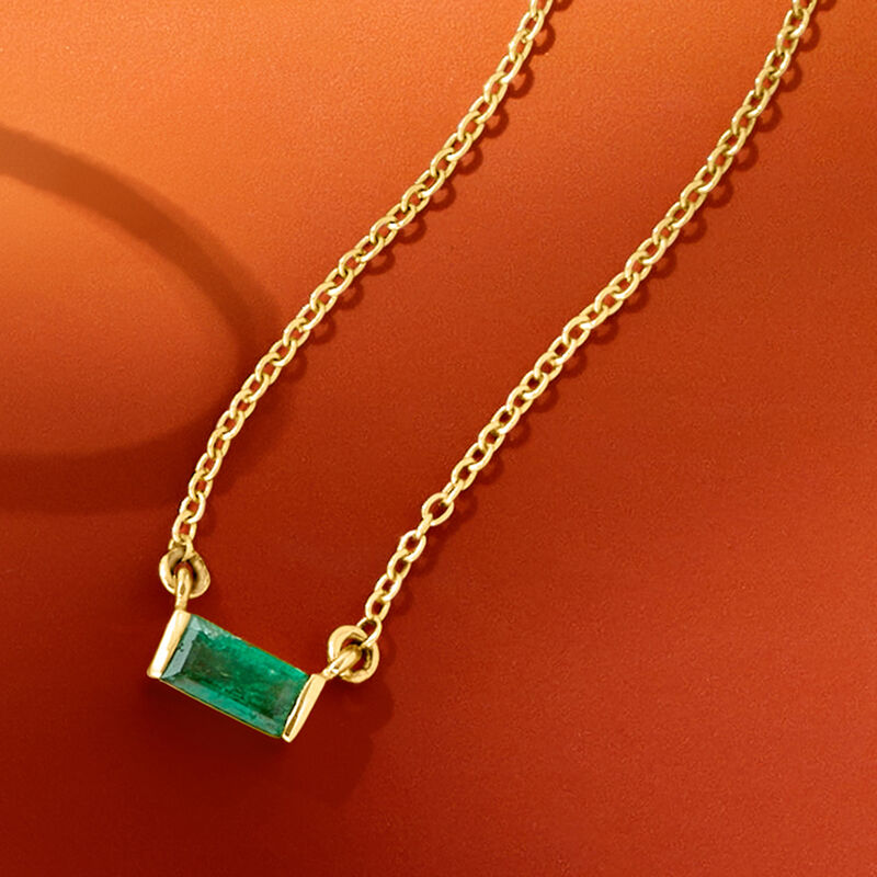 .10 Carat Emerald Necklace in 14kt Yellow Gold. 16&quot; image number 1