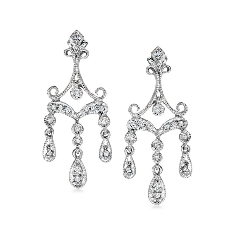 C. 2000 Vintage .25 ct. t.w. Diamond Chandelier Earrings in 14kt White Gold image number 0