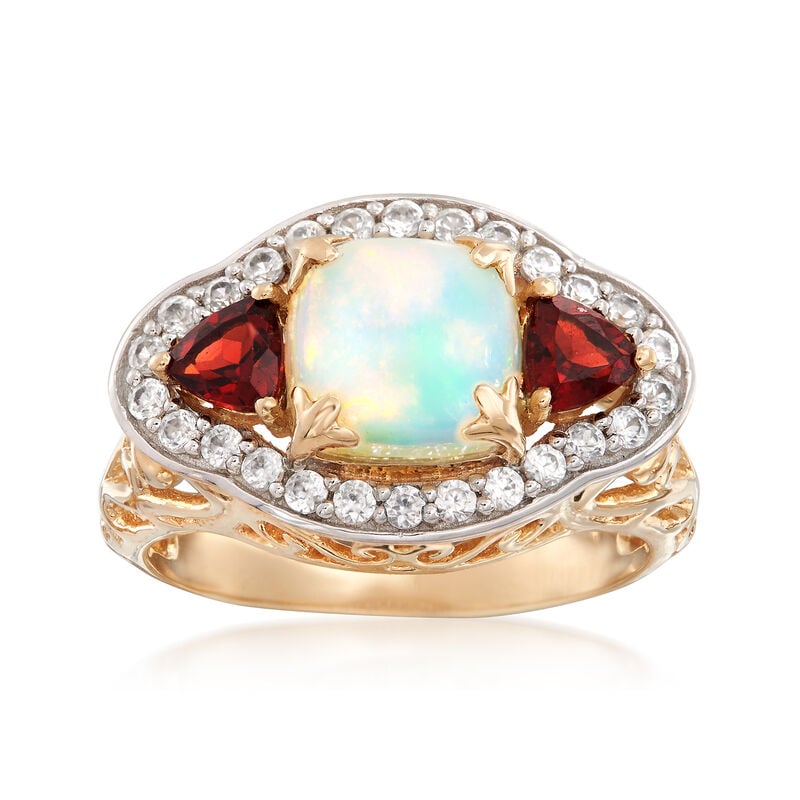 Opal and 1.20 ct. t.w. Multi-Stone Ring in 14kt Yellow Gold image number 0