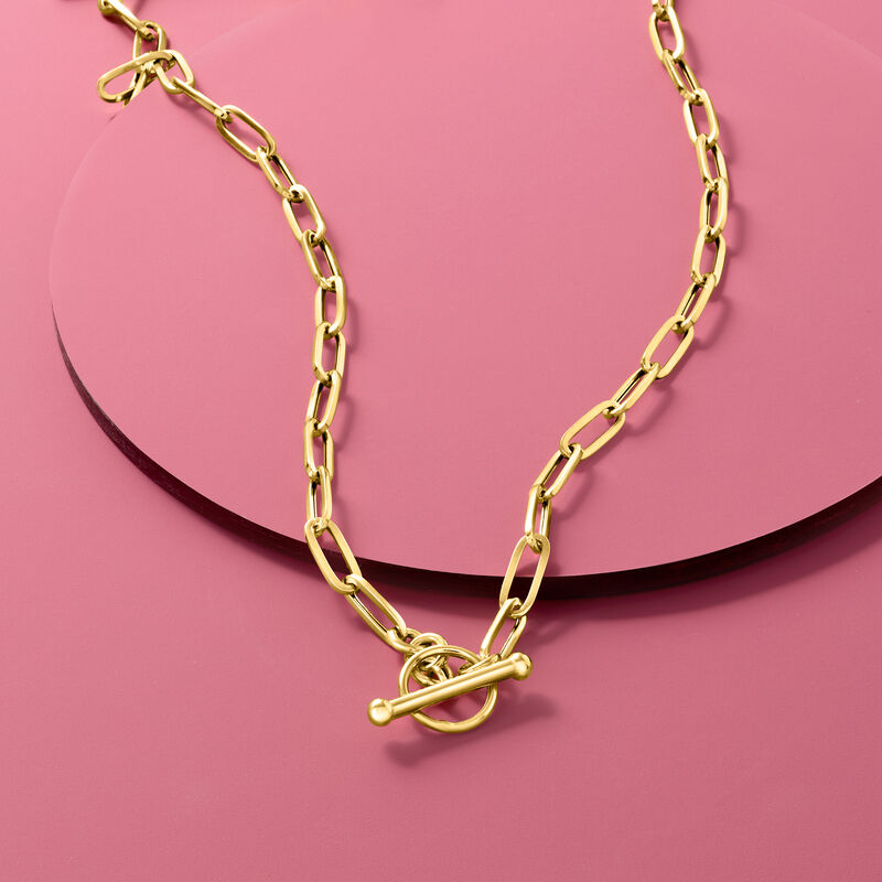 Italian 14kt Yellow Gold Paper Clip Link Toggle Necklace. 20&quot; image number 3
