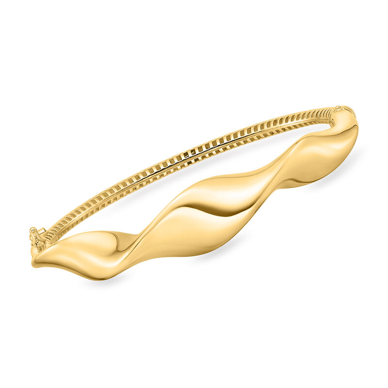Italian 14kt Yellow Gold Wavy Bangle Bracelet. 7.5&quot; image number 0