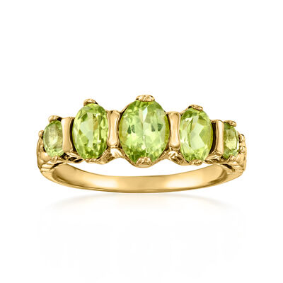 C. 1980 Vintage 2.30 ct. t.w. Peridot Five-Stone Ring in 10kt Yellow Gold