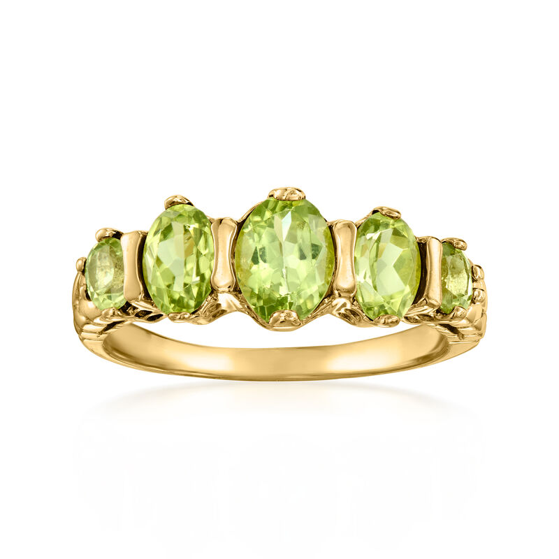 C. 1980 Vintage 2.30 ct. t.w. Peridot Five-Stone Ring in 10kt Yellow Gold. Size 7.5 image number 0