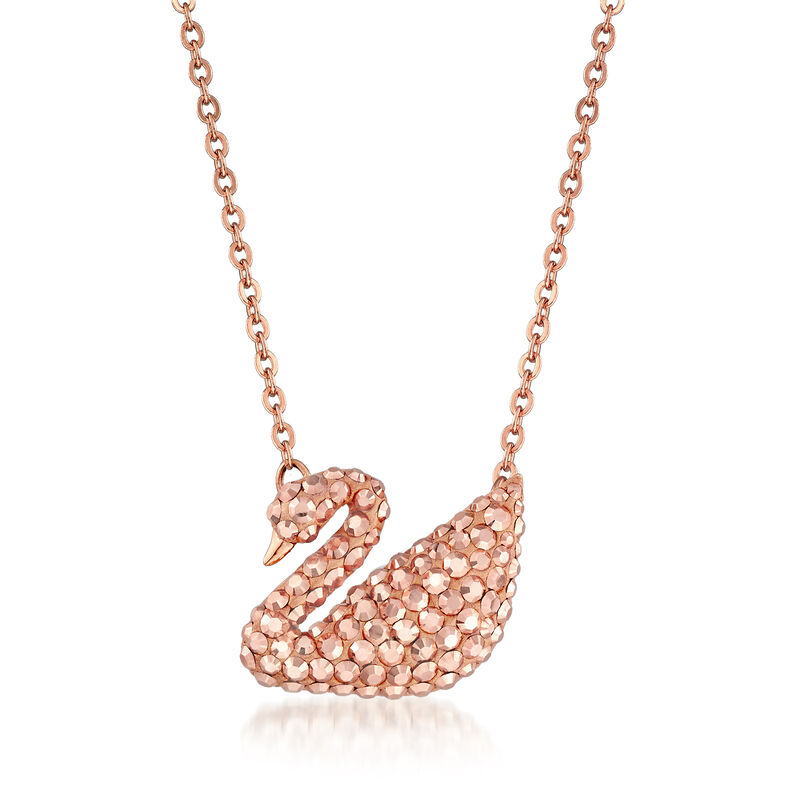 Swarovski Crystal Swan Pendant Necklace in Rose Gold-Plated Metal image number 0