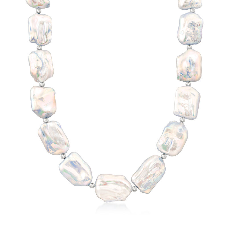 17-20mm Cultured Pearl Necklace in Sterling Silver. 20&quot; image number 0