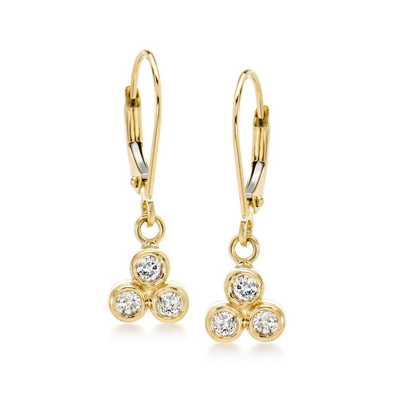 C. 1990 Vintage .30 ct. t.w. Diamond Trio Earrings in 14kt Yellow Gold image number 0