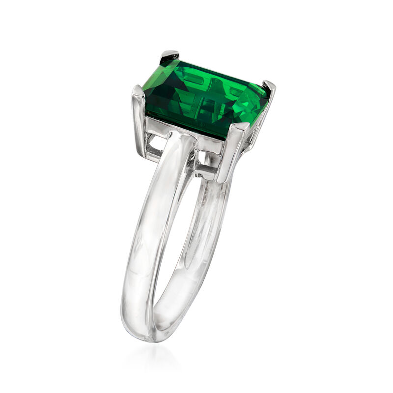4.00 Carat Simulated Emerald Ring in Sterling Silver image number 2
