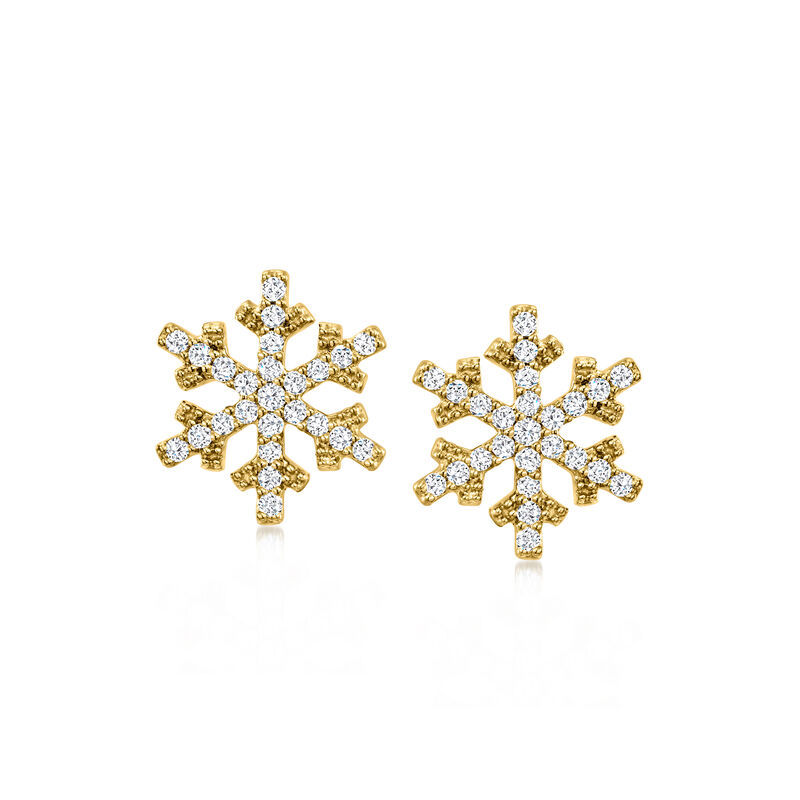 .20 ct. t.w. Diamond Snowflake Earrings in 18kt Gold Over Sterling  image number 0