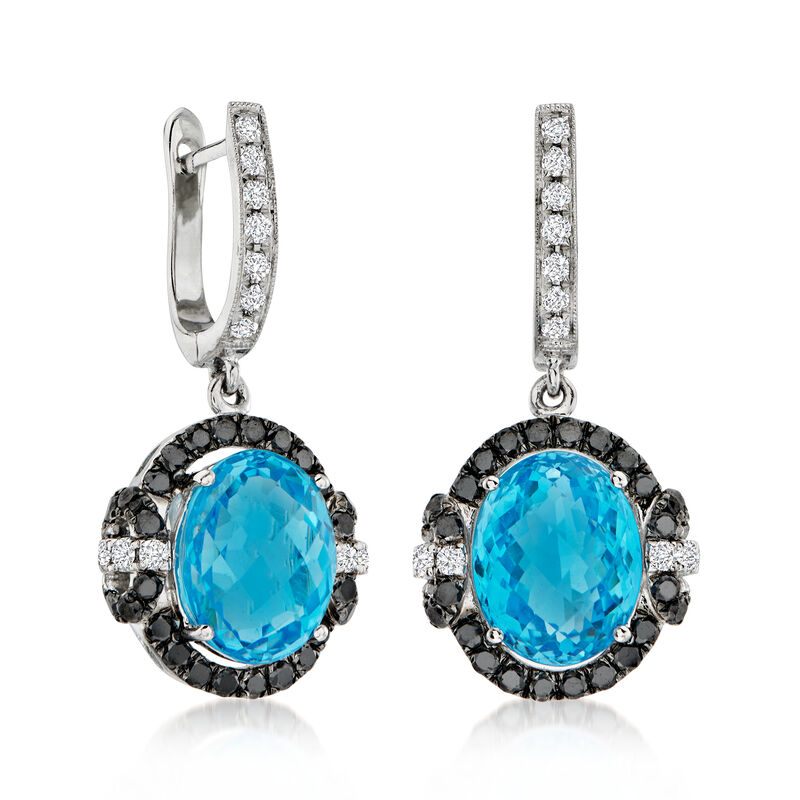 Le Vian 6.75 ct. t.w. Blue Topaz Drop Earrings with .92 ct. t.w. Vanilla and Blackberry Diamonds in 14kt Vanilla Gold  image number 2