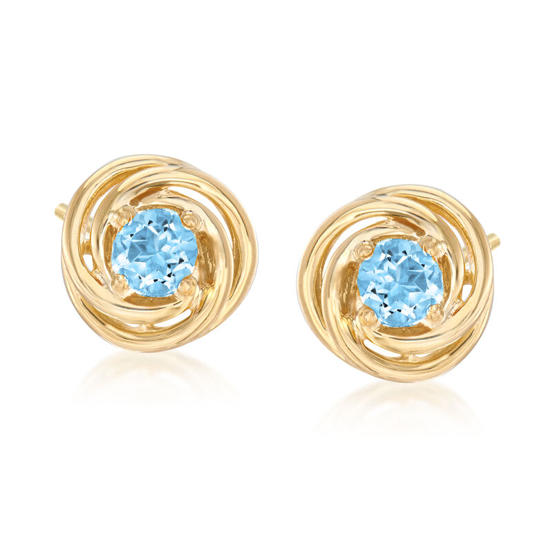 1.00 ct. t.w. Blue Topaz Love Knot Earrings in 18kt Gold Over Sterling Silver image number 0