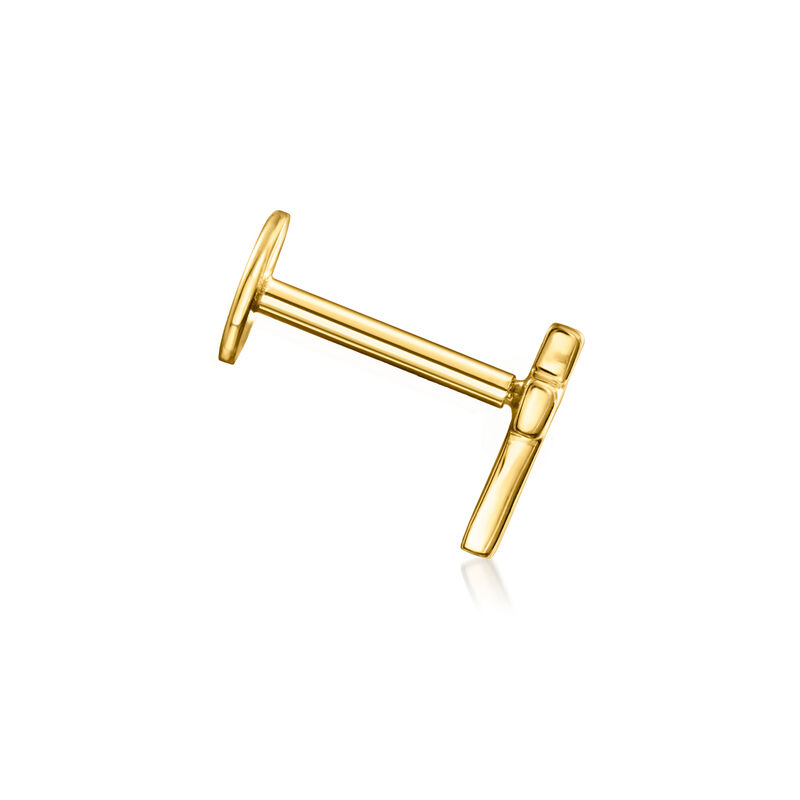 14kt Yellow Gold Cross Single Flat-Back Stud Earring  image number 2