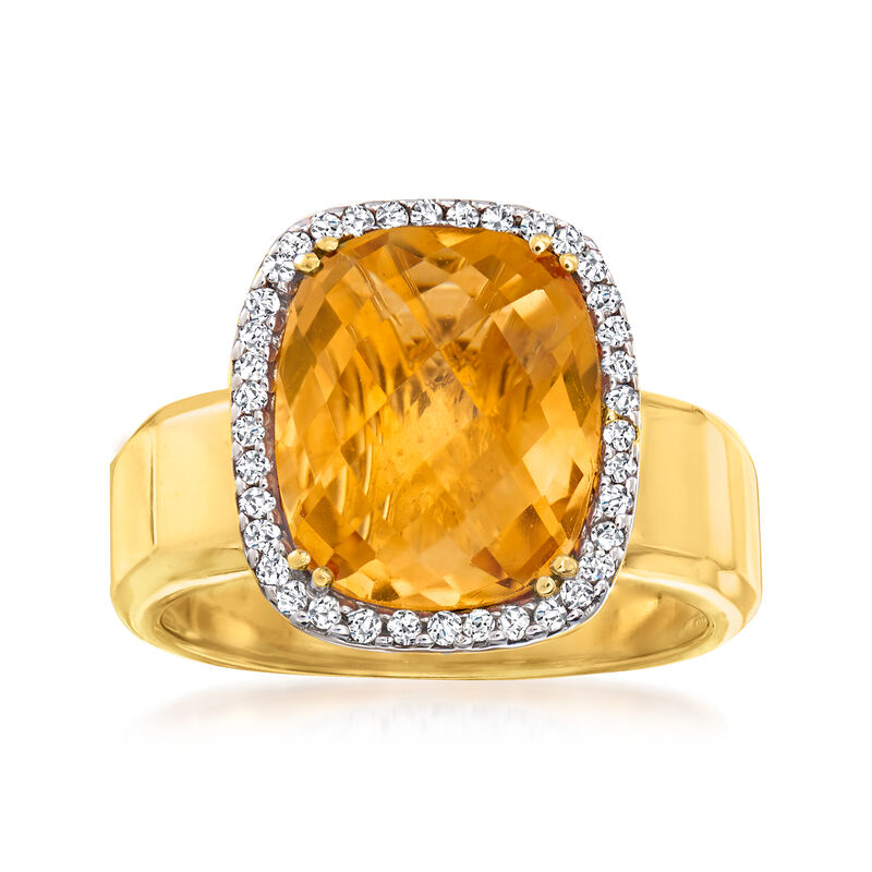 5.00 Carat Citrine and .20 ct. t.w. Diamond Ring in 14kt Yellow Gold image number 0