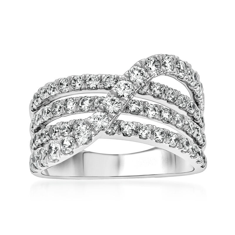 1.95 ct. t.w. Diamond Multi-Row Wave Ring in 14kt White Gold. Size 9 image number 0