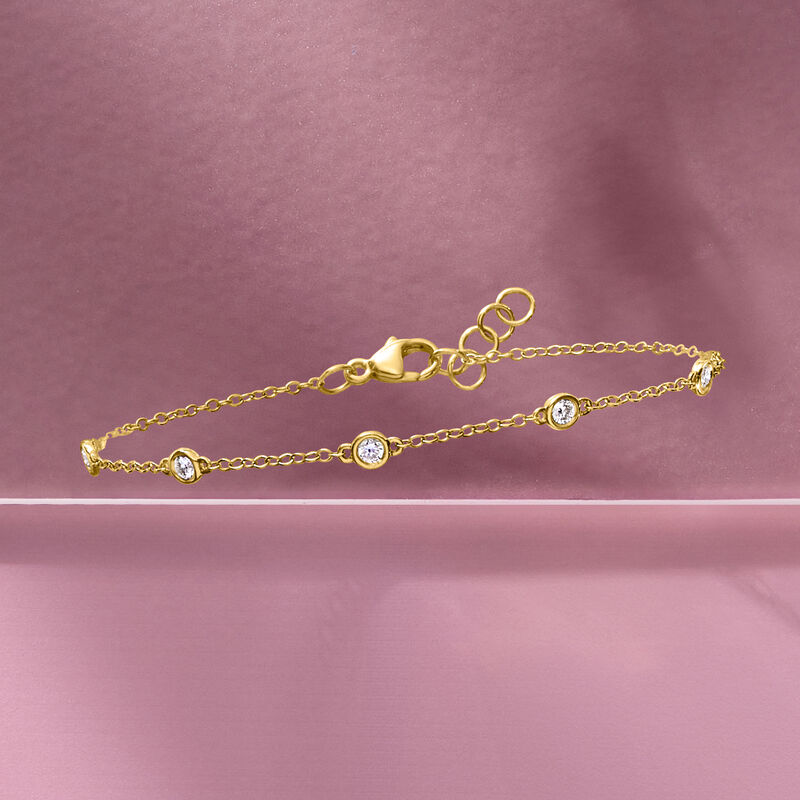 .25 ct. t.w. Bezel-Set Lab-Grown Diamond Station Bracelet in 14kt Yellow Gold image number 4