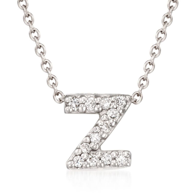 Roberto Coin &quot;Love Letter&quot; Diamond Initial Pendant Necklace in 18kt White Gold image number 1