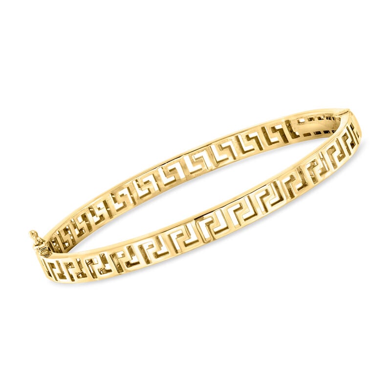 18kt Gold Over Sterling Greek Key Bangle Bracelet image number 0