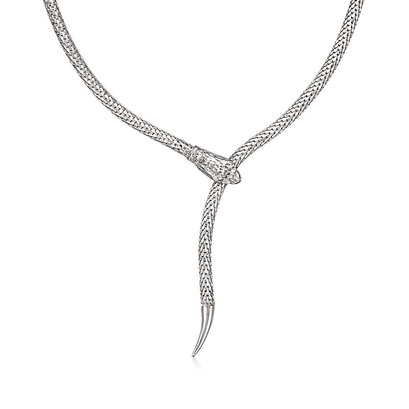 Italian Sterling Silver Adjustable Snake Necklace image number 0
