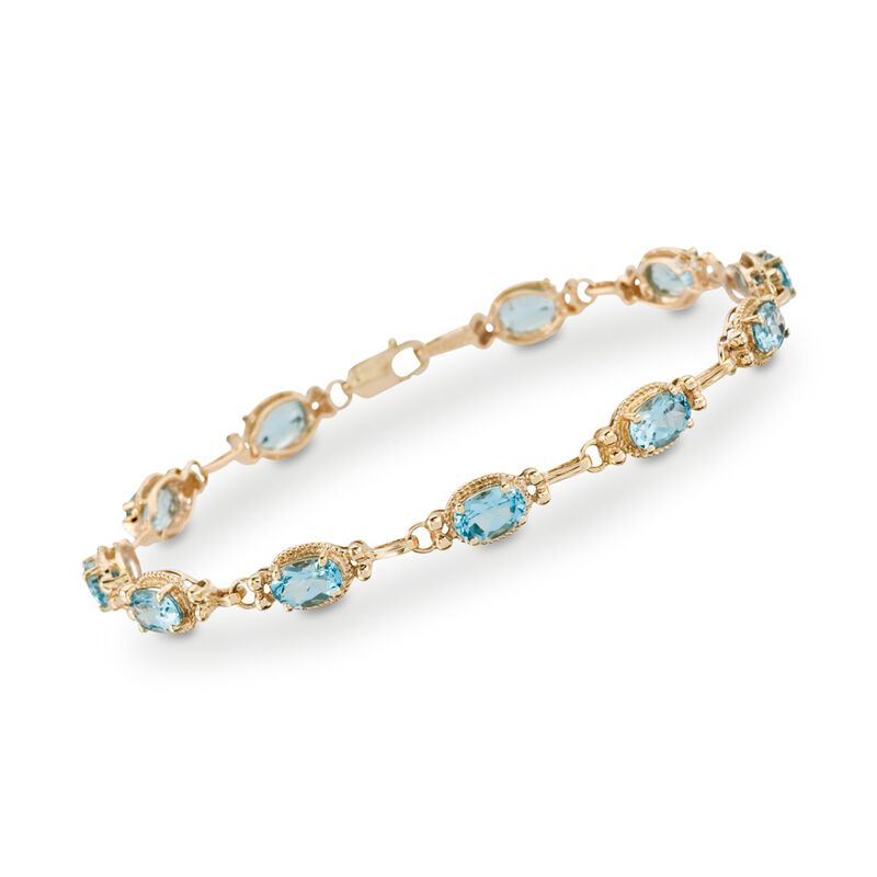 6.25 ct. t.w. Blue Topaz Bracelet in 14kt Yellow Gold image number 0