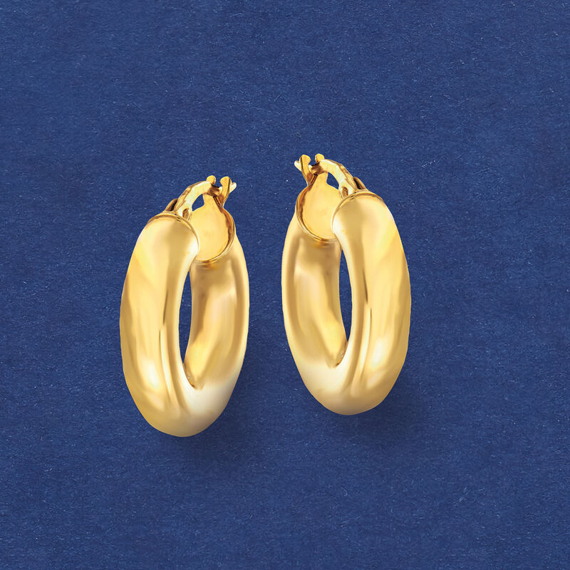 Italian 14kt Yellow Gold Huggie Hoop Earrings. 3/4&quot; image number 2