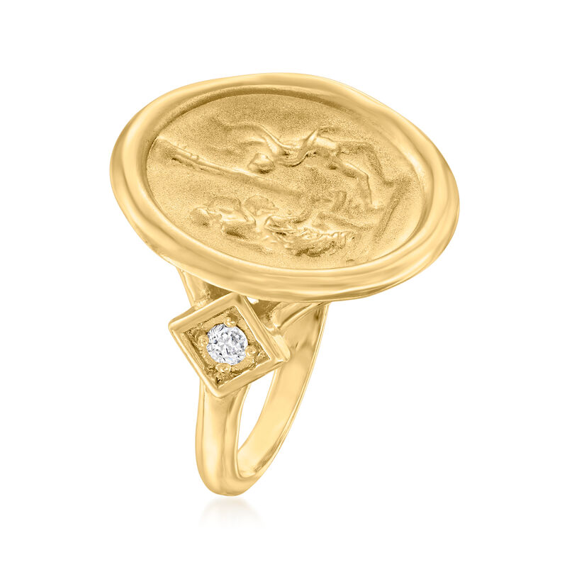 Italian Tagliamonte Cameo-Style Ring with Diamonds in 18kt Gold Over Sterling image number 2