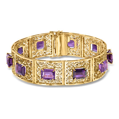 C. 1980 Vintage 21.50 ct. t.w. Amethyst Bracelet in 14kt Yellow Gold
