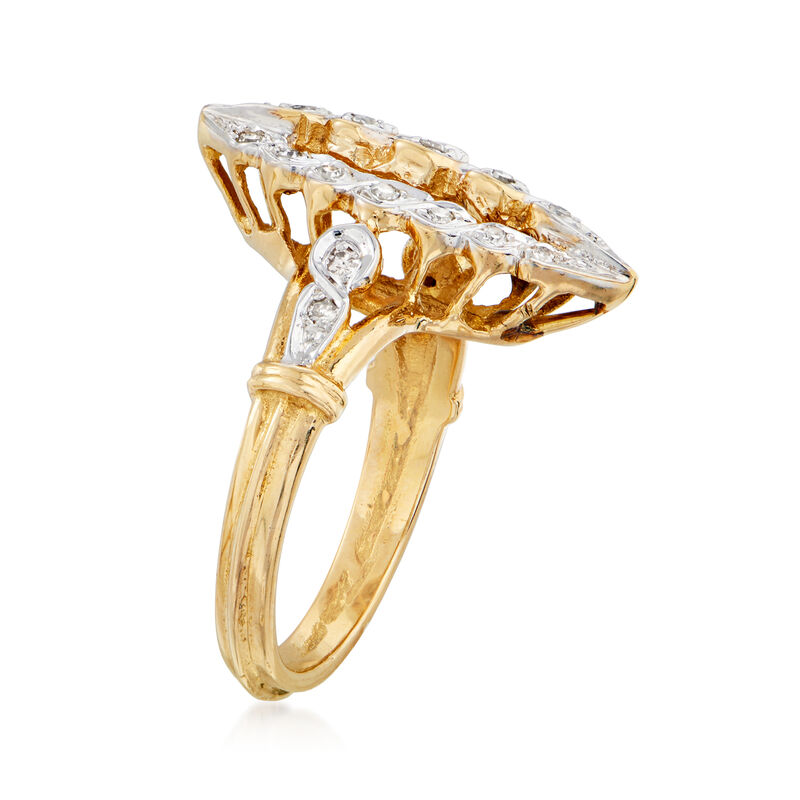 C. 1980 Vintage .30 ct. t.w. Diamond Navette Ring in 14kt Yellow Gold image number 2