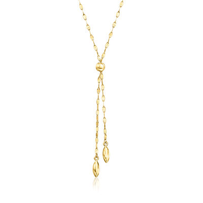 Italian 10kt Yellow Gold Lumachina-Chain Lariat Necklace