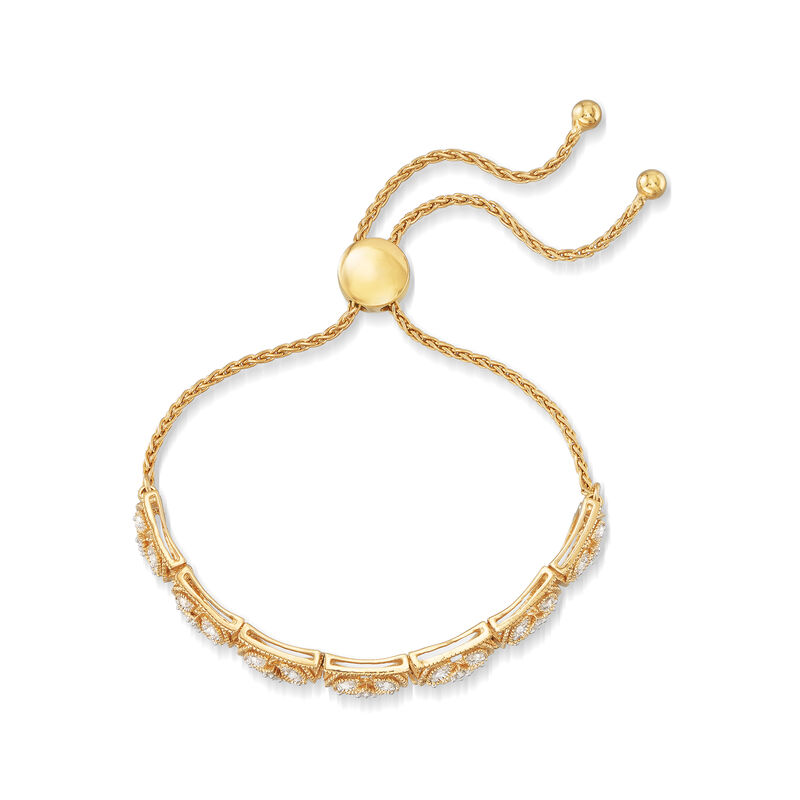 .50 ct. t.w. Diamond Openwork Bolo Bracelet in 18kt Gold Over Sterling image number 2